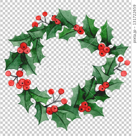 Christmas wreath. Cute watercolor illustration in a simple style. 131722659