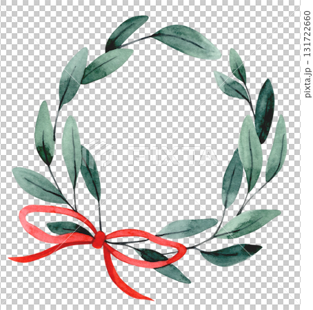 Christmas wreath. Cute watercolor illustration in a simple style. Christmas wreath. Cute watercolor illustration in a simple style. 131722660
