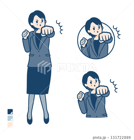 ビジネスミドル女性が正面にパンチしているイラスト ビジネスミドル女性が正面にパンチしているイラスト 131722889