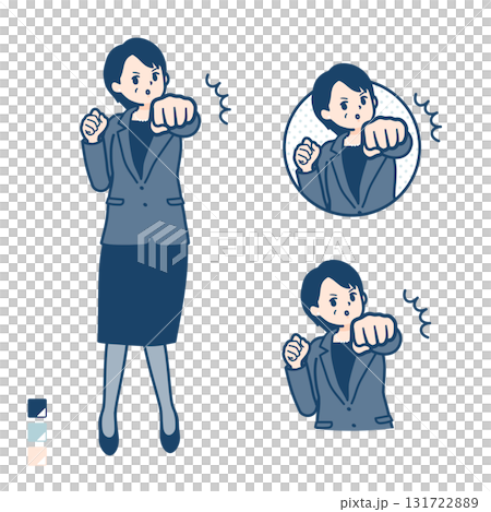 ビジネスミドル女性が正面にパンチしているイラスト ビジネスミドル女性が正面にパンチしているイラスト 131722889