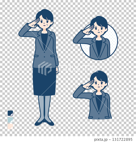 一位中年女商人敬禮的插圖 一位中年女商人敬禮的插圖 131722895