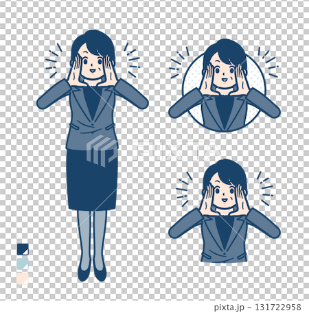 一位中年女商人大聲呼喊的插圖 131722958