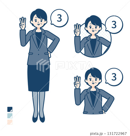 ビジネスミドル女性が3とカウントしているイラスト 131722967