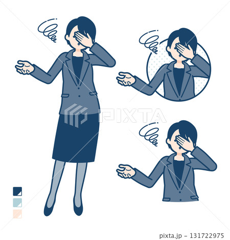 ビジネスミドル女性が頭をかかえて落胆しているイラスト 131722975