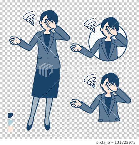 ビジネスミドル女性が頭をかかえて落胆しているイラスト 131722975