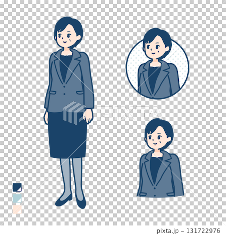 Illustration of a middle-aged business woman looking to the side 131722976
