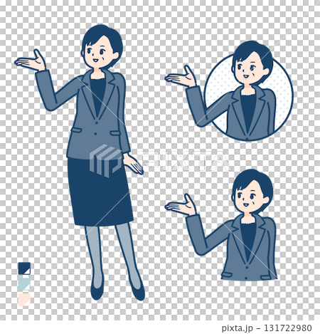 ビジネスミドル女性が解説しているイラスト 131722980