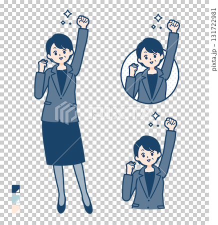 一位中年女商人揮拳的插圖 一位中年女商人揮拳的插圖 131722981