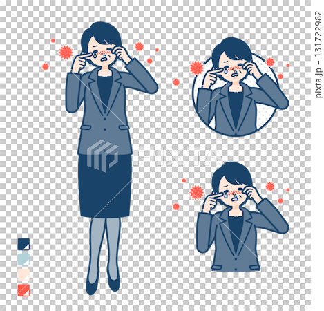 一位患有花粉過敏症的中年女商人的插圖 131722982