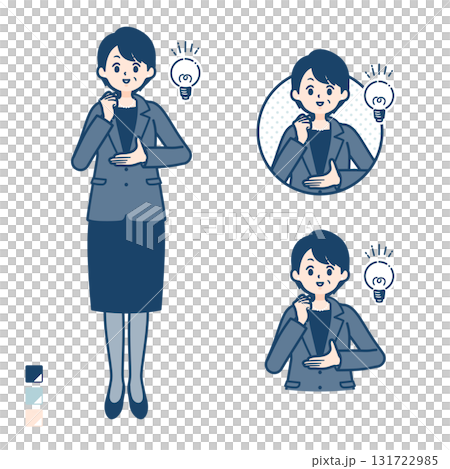 Illustration of a middle-aged business woman having an idea 131722985