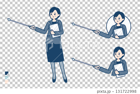 一位中年女商人用指針解釋的插圖 131722998