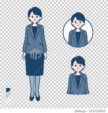 Illustration of a smiling middle-aged business woman 131723010