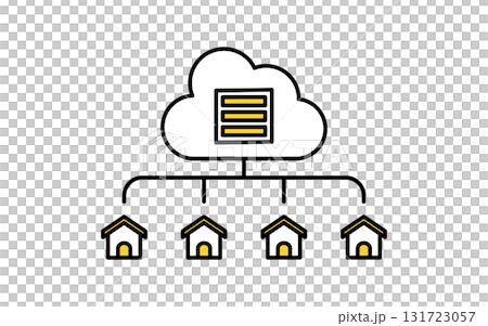 クラウドコンピューティング、クラウドサービスを利用するイメージイラストの線画アイコン 131723057