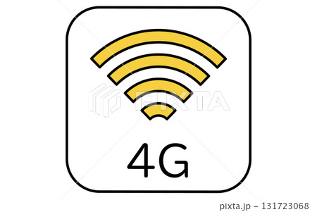 ネットワークのイメージイラスト、4Gの線画アイコン ネットワークのイメージイラスト、4Gの線画アイコン 131723068