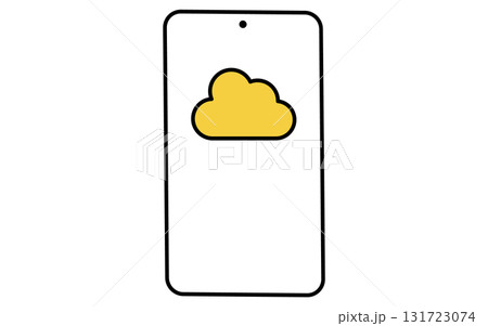 ネットワークのイメージイラスト、クラウドにつながったスマートホンの線画アイコン 131723074