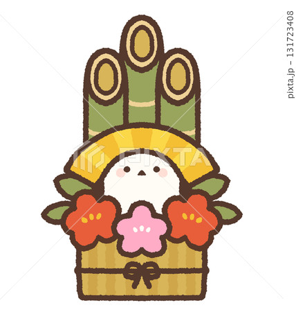 シマエナガと門松のお正月イラスト  131723408