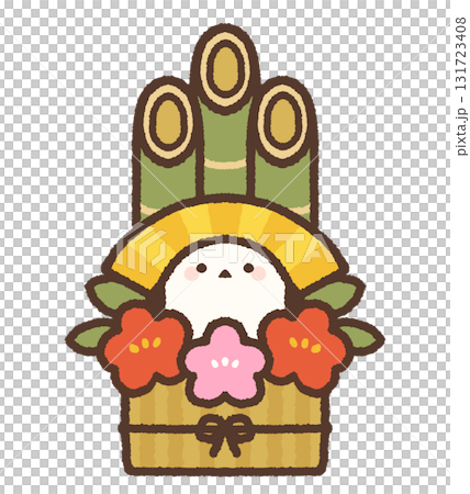 シマエナガと門松のお正月イラスト  131723408