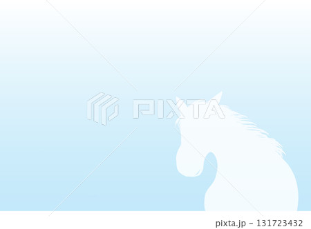 青い海と白い馬のイラストのポストカード 青い海と白い馬のイラストのポストカード 131723432