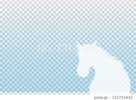 青い海と白い馬のイラストのポストカード 青い海と白い馬のイラストのポストカード 131723432