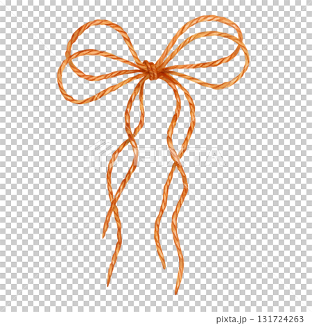 Brown jute cord bow. Watercolor and marker illustration. Gift knot. Hand drawn isolated art. Ribbon tied in a loose loop for holiday decorations, wedding bouquets and birthdays. Brown jute cord bow. Watercolor and marker illustration. Gift knot. Hand drawn isolated art. Ribbon tied in a loose loop for holiday decorations, wedding bouquets and birthdays. 131724263