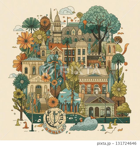 水彩で描いた世界の街 131724646