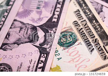 Closeup of American dollar banknote texture, monetary, business and financial background 131724659