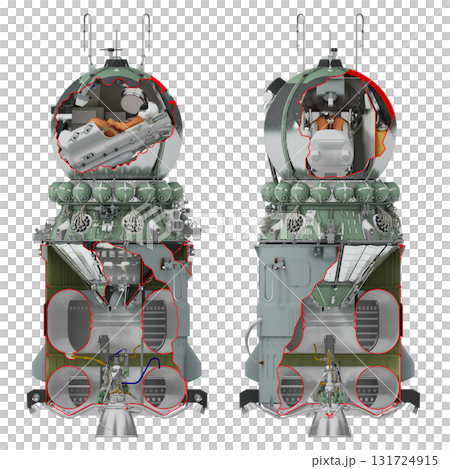 Spacecraft Vostok-1 cutaway isolated Spacecraft Vostok-1 cutaway isolated 131724915