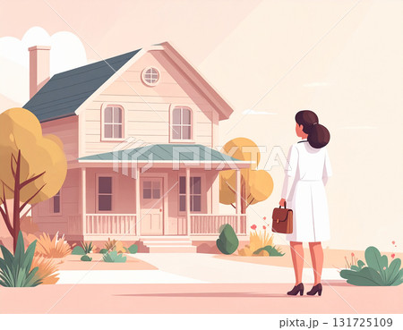 女性医師の訪問診療イラスト 131725109