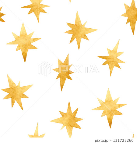 Seamless watercolor pattern with stars. Cute cartoon print. 131725260