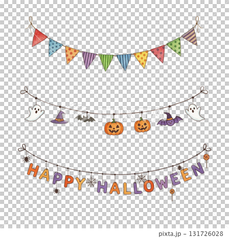 かわいいハロウィンのガーランドのイラスト かわいいハロウィンのガーランドのイラスト 131726028