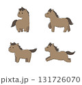 かわいい馬のイラストセット　アナログ風 131726070