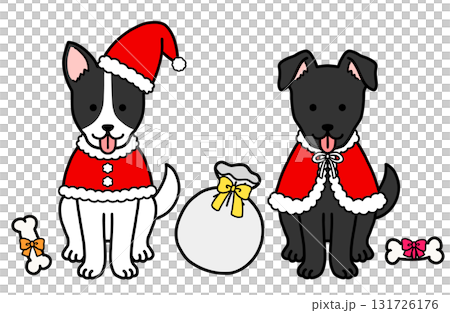 Dogs, rescue dogs, and mixed breed dogs in Christmas costumes 131726176