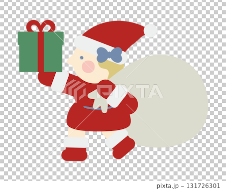 Cute girl Santa Claus holding a gift Cute girl Santa Claus holding a gift 131726301