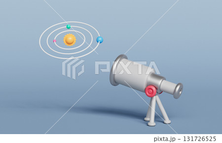 Astronomy Telescope and Solar System. 3D Rendering. 131726525