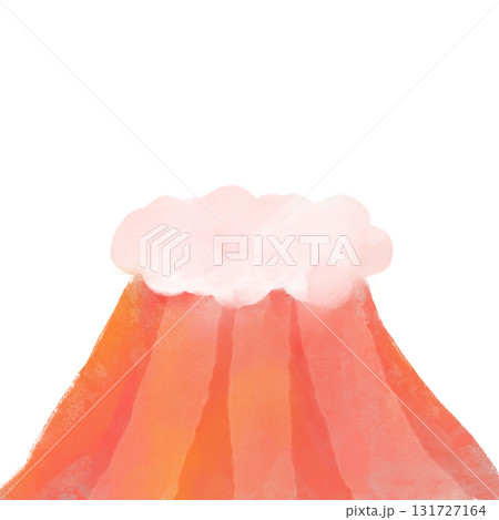 赤い富士山の水彩風デフォルメイラスト 131727164
