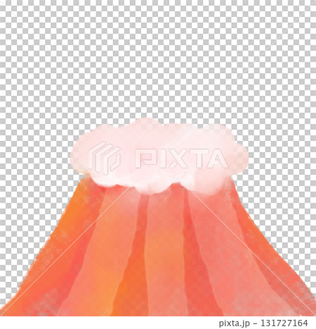 赤い富士山の水彩風デフォルメイラスト 131727164