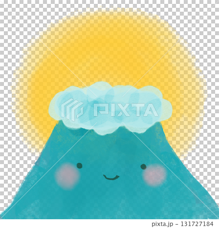 青い富士山の水彩風デフォルメイラスト 青い富士山の水彩風デフォルメイラスト 131727184