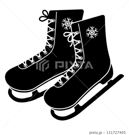 Isolated pair of winter sports shoes for speed skating competitions silhouette, icon Isolated pair of winter sports shoes for speed skating competitions silhouette, icon 131727405