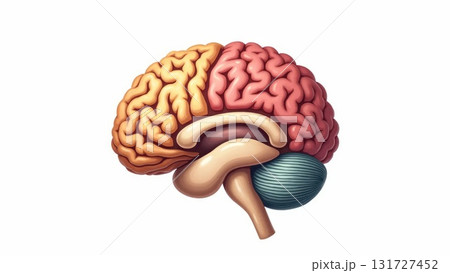 Human Brain Anatomy with Color-Coded Lobes and...のイラスト素材 [131727452 ...