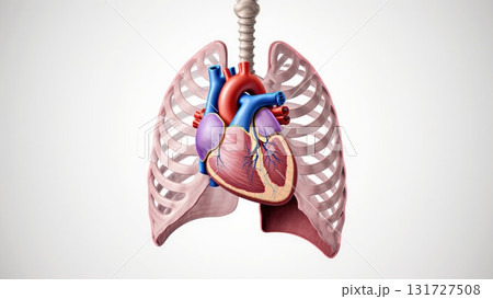 Heart in Thoracic Cavity with Anatomical Context 131727508