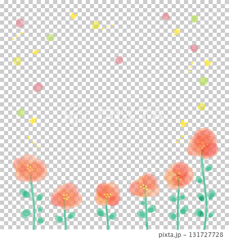 簡單的花卉紅色水彩框架 131727728