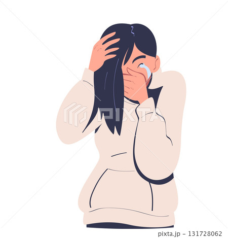 Woman Character Crying from Grief and Despair Vector Illustration Woman Character Crying from Grief and Despair Vector Illustration 131728062