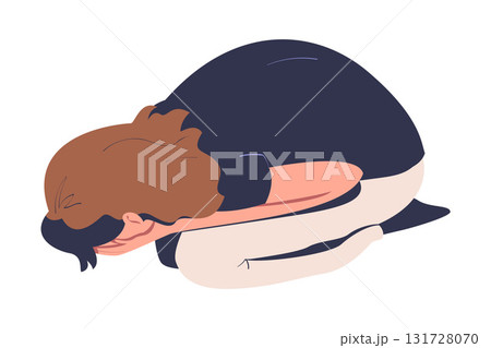 Woman Character Crying from Grief and Despair Vector Illustration 131728070