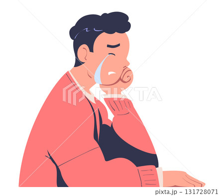 Man Character Crying from Grief and Despair Vector Illustration Man Character Crying from Grief and Despair Vector Illustration 131728071