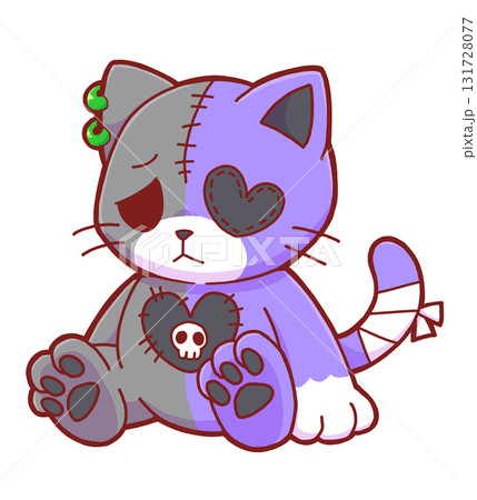 病んだ猫のぬいぐるみ・紫 131728077