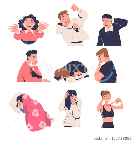 People Character Crying from Grief and Happiness Vector Set People Character Crying from Grief and Happiness Vector Set 131728098