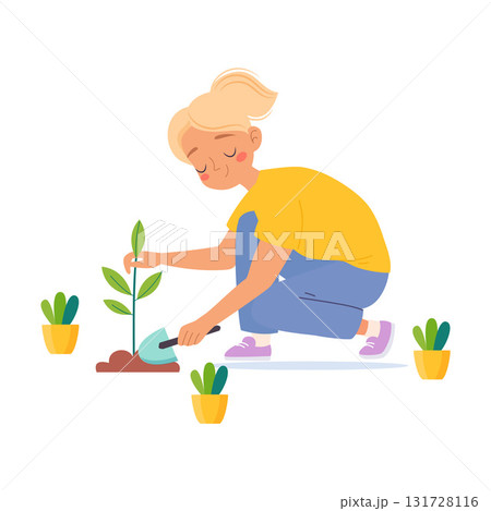 Woman Character Enjoy Plant Cultivation and Gardening Vector Illustration Woman Character Enjoy Plant Cultivation and Gardening Vector Illustration 131728116
