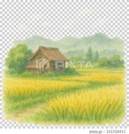 黄金色の田園と古民家|実りの季節 黄金色の田園と古民家|実りの季節 131728411