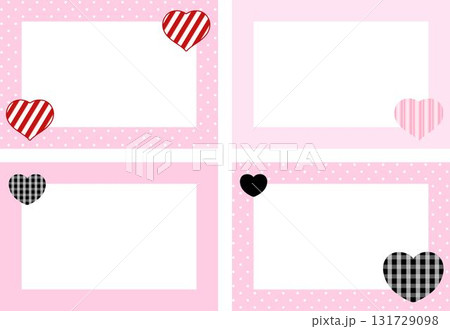 Cute rectangle pink frame set, polka dot pattern with hearts for Valentine's Day, decoration, polaroid photo, ad template, social media post, poster, book cover, notepad, sticky note, school name card Cute rectangle pink frame set, polka dot pattern with hearts for Valentine's Day, decoration, polaroid photo, ad template, social media post, poster, book cover, notepad, sticky note, school name card 131729098