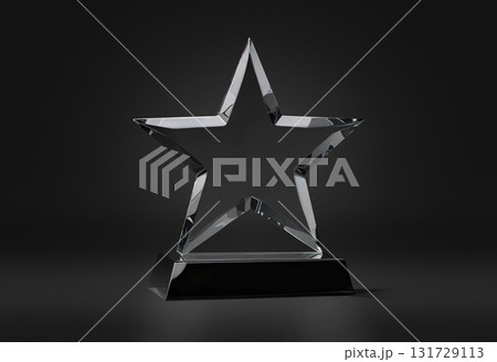 Blank star glass award mockup on dark background, ai generated 131729113